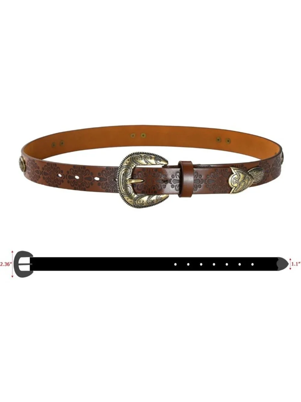 Vintage Cowgirl Western Belt for Women | Engraved Buckle, Perfect for Jeans